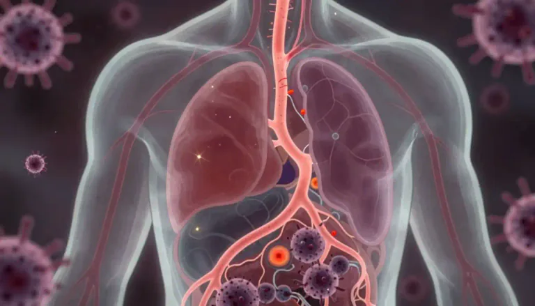 Visual representation of "metastasize" - to spread cancer from one part of the body to another, forming new tumors.