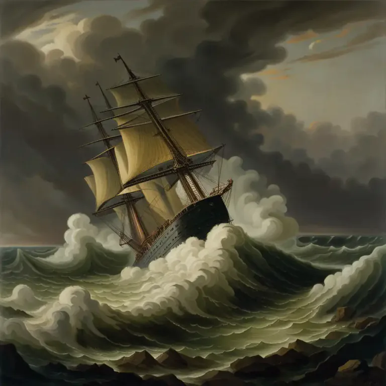 Visual representation of "list" - The action of a ship leaning to one side.