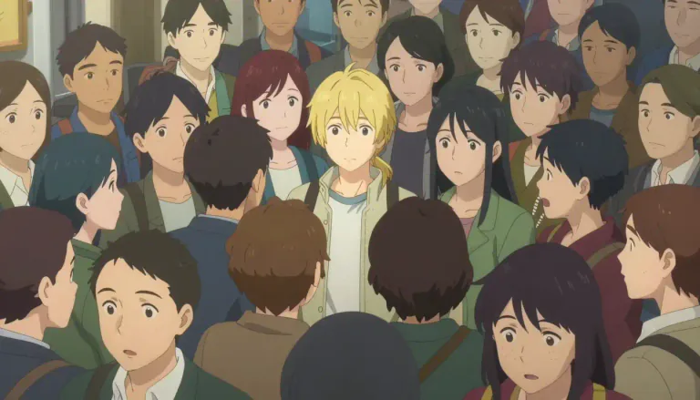 Visual representation of "among" - In or through the middle of a group of people or things