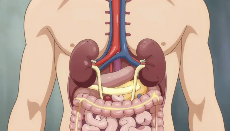 Visual representation of "retroperitoneal" - Referring to the area behind the peritoneum in the abdominal cavity, where certain organs are located.
