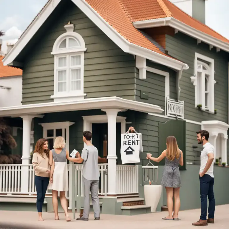 Visual representation of "let out" - To rent a property to someone