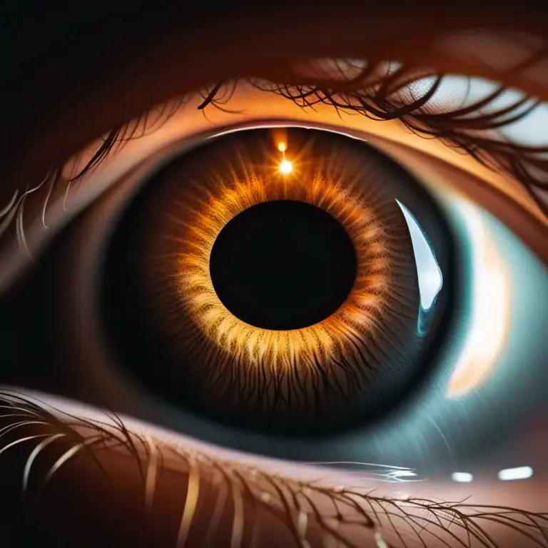 Visual representation of "pupil" - The black circular center in an eye, which opens and closes to let in more or less light.