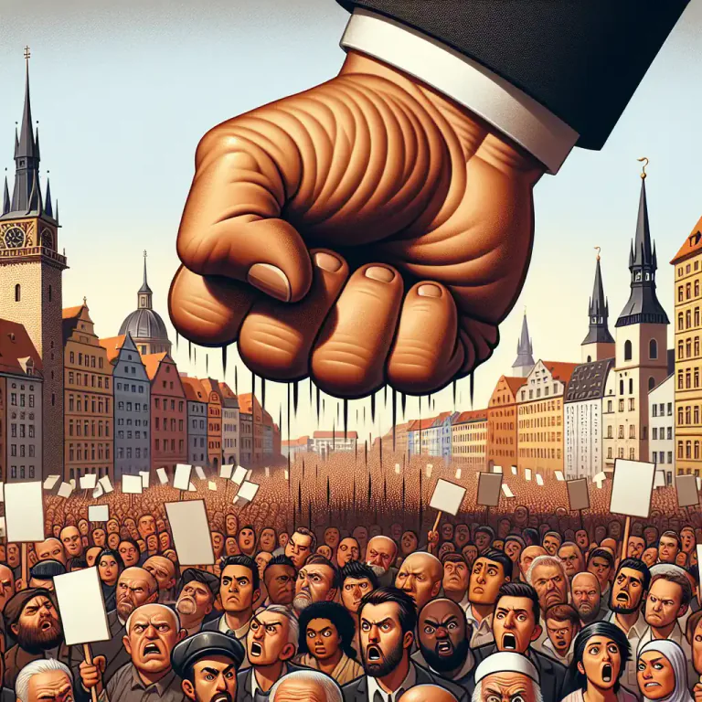 Visual representation of "quash" - To forcefully suppress or stop something, such as a protest or rebellion