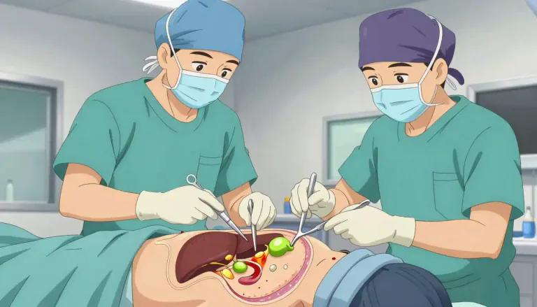 Visual representation of "cholecystectomy" - Cholecystectomy is a surgical operation performed to remove the gallbladder, often due to gallstones causing pain or infection.