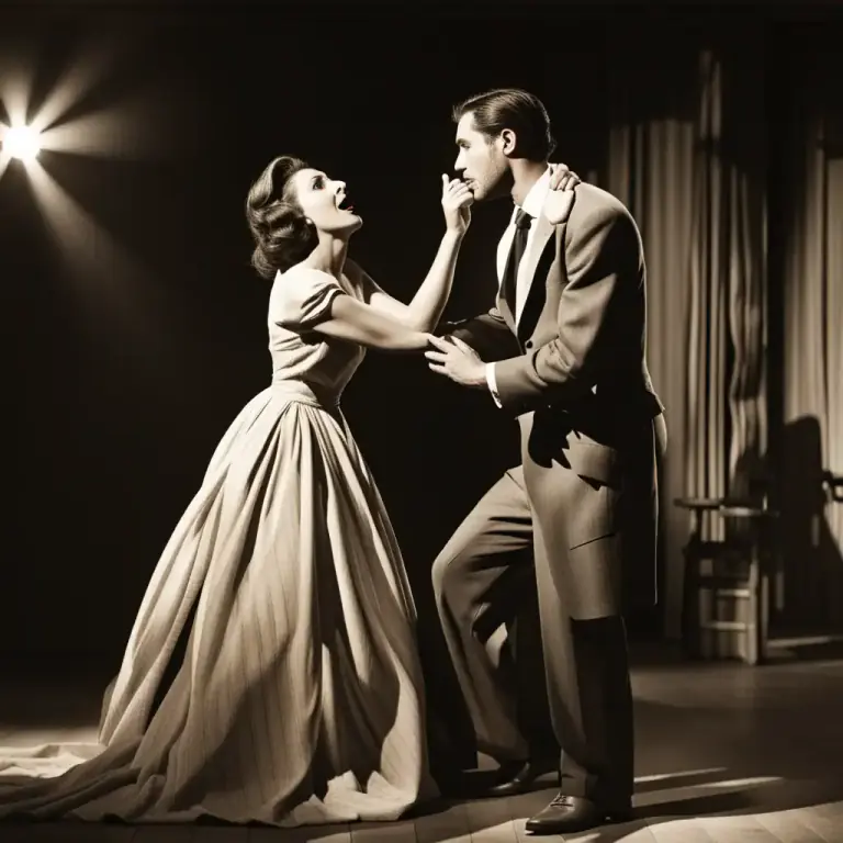 Visual representation of "tragically" - In a manner resembling or suggesting a drama or play, theatrical.