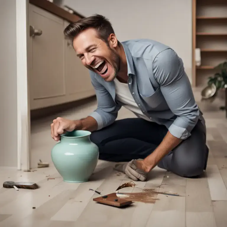 Visual representation of "laugh off" - To treat something as not significant, usually by laughing