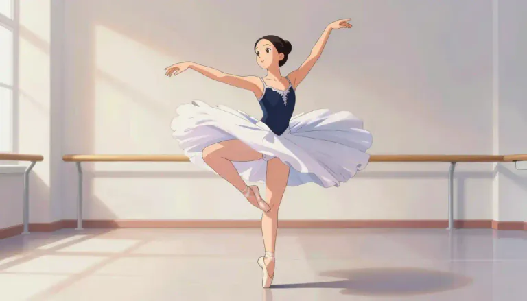 Visual representation of "pirouette" - A full spin on one foot in ballet.