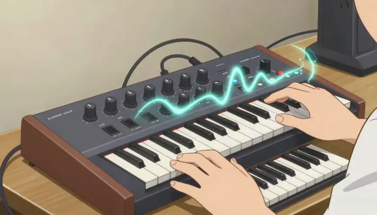 Visual representation of "moog" - A brand of synthesizer that is known for its distinctive sound and has been used in various music genres.