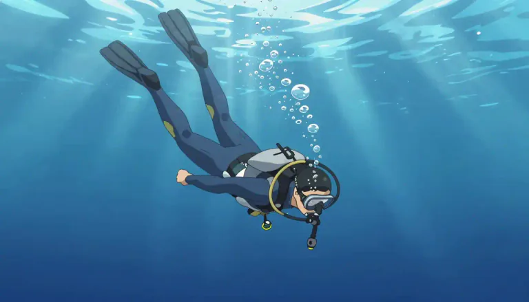 Visual representation of "submersion" - The action of going under water or other liquid, or of being covered by a liquid or substance.