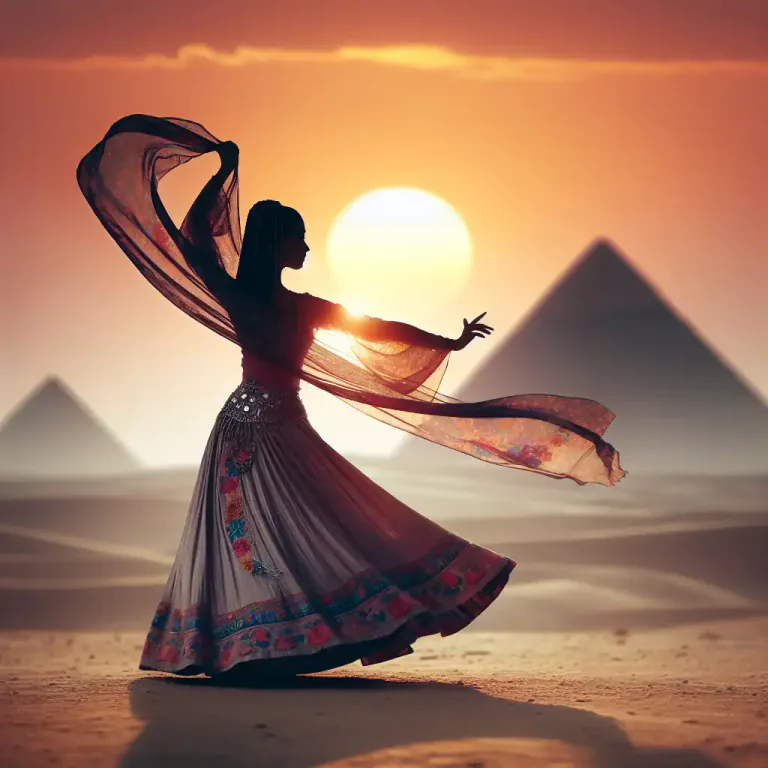 Visual representation of "egyptian" - A style of dance that originates from Egypt.