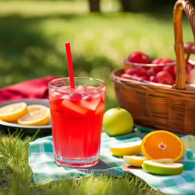 Visual representation of "punch" - A cold drink made from fruit juices, sugar and often alcohol or soda