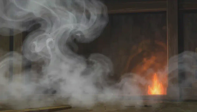 Visual representation of "smoke" - A visible mix of particles and gases in the air produced by a fire