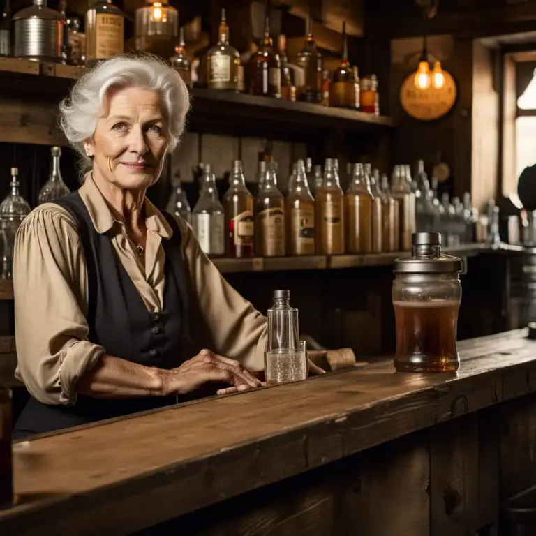 Visual representation of "widow" - A woman who manages a bar or tavern, especially in a mining town.