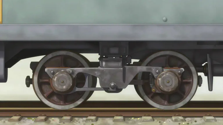 Visual representation of "bogie" - A framework holding wheels, used under a vehicle like a train or cart.