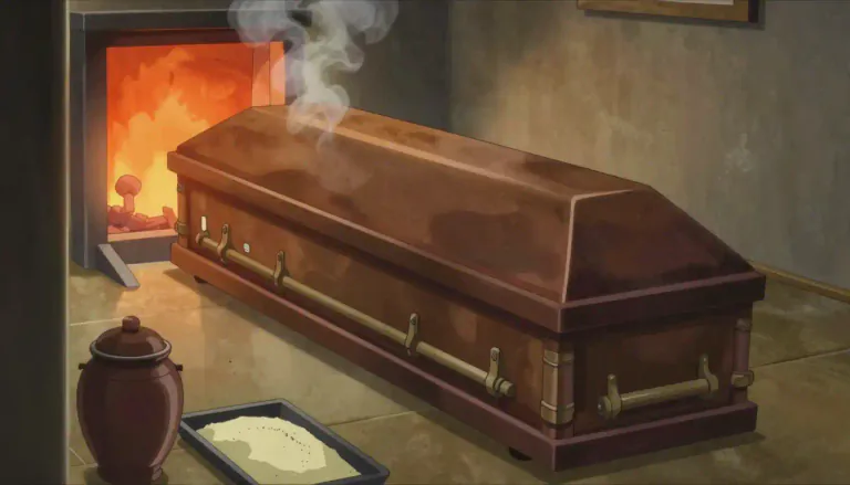 Visual representation of "cremate" - To burn something, especially a dead body, to ashes