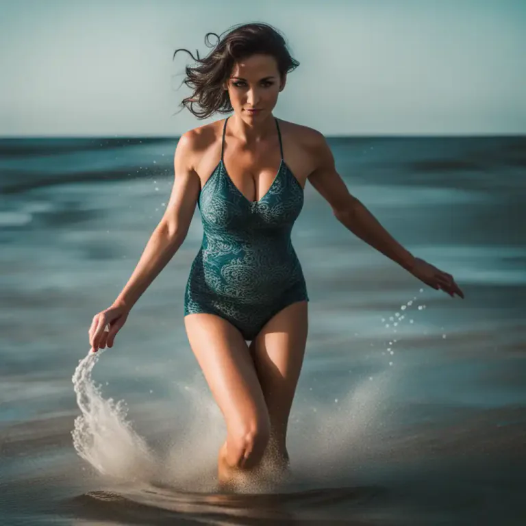 Visual representation of "wade into" - to physically move through water or other substance that makes progress difficult