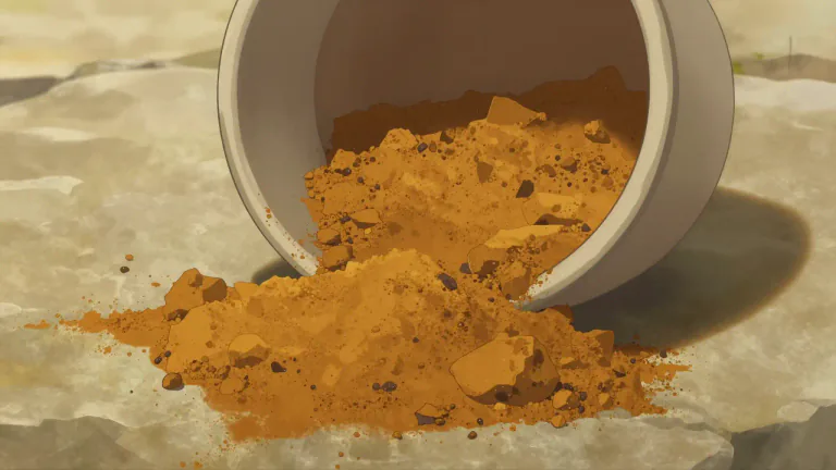 Visual representation of "ochre" - A yellowish-orange color or earth containing iron oxide