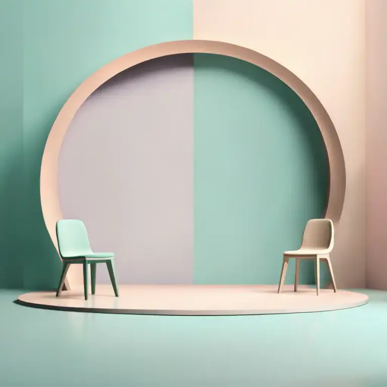 Visual representation of "scenery" - The painted background or other surroundings on a theatre stage.