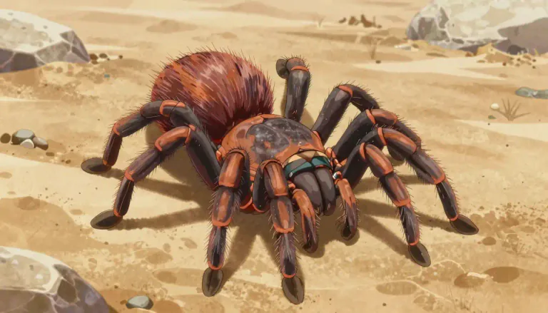 Visual representation of "tarantula" - A type of large, hairy spider that is found in warmer parts of the world.