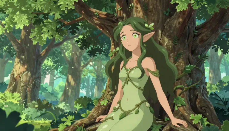 Visual representation of "dryad" - A female spirit or deity from ancient Greek mythology who lives in trees or forests.