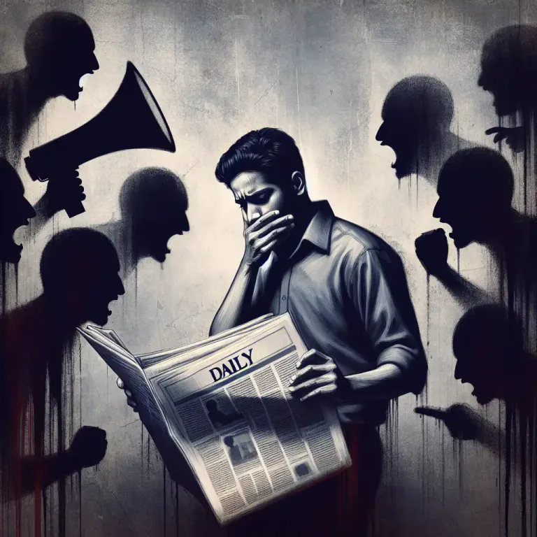 Visual representation of "calumny" - The act of spreading rumors or false information to harm someone's reputation
