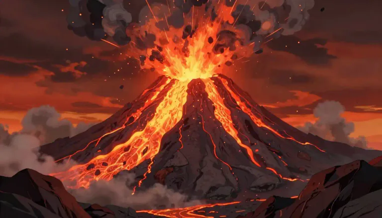 Visual representation of "volcanic" - Related to volcanoes or the powerful forces that create them.