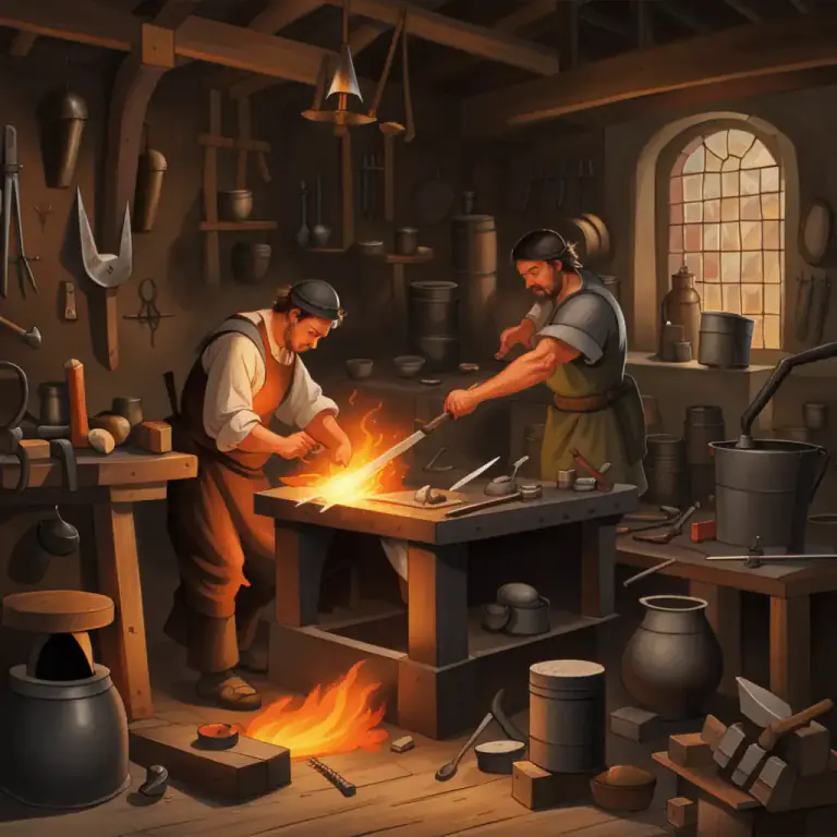 Visual representation of "armoury" - A place where arms and armor are made