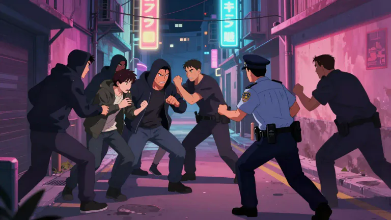 Visual representation of "thuggery" - Violent or aggressive behavior like a thug