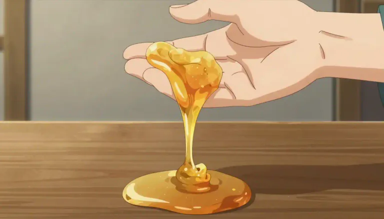 Visual representation of "sticky" - Something that sticks or adheres to touch.