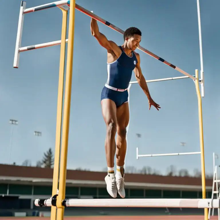 Visual representation of "raise the bar" - In sports, to increase the level of challenge or difficulty, usually by adjusting the actual height of the bar in certain sports like high jump or pole vault.