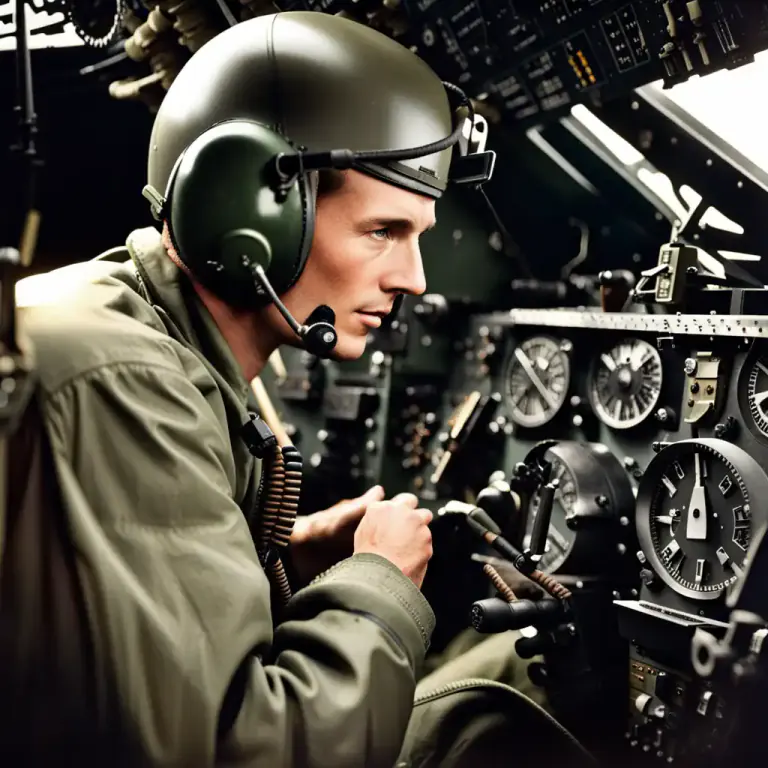 Visual representation of "bombardier" - The member of a bomber crew in the air force responsible for using the bombsight and releasing the bombs on the target.