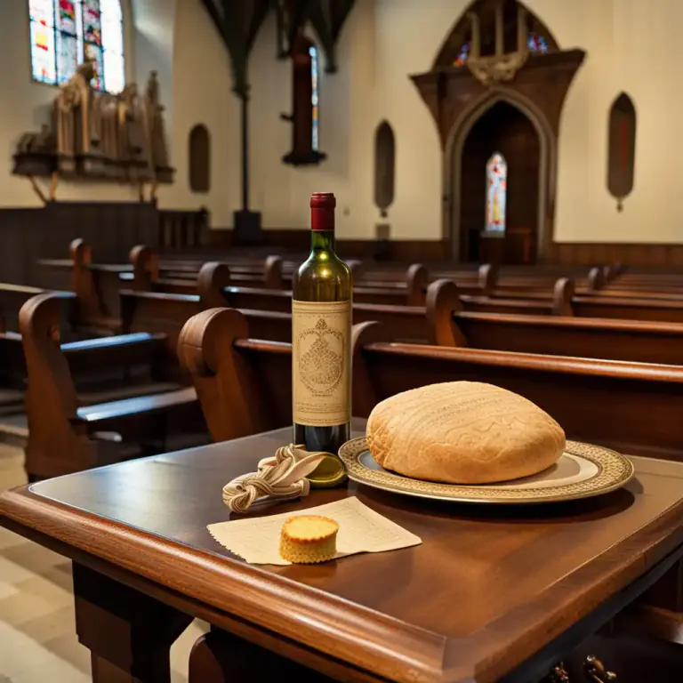 Visual representation of "credence" - A small side table, shelf, or niche in a church for holding the elements of the Eucharist before they are consecrated
