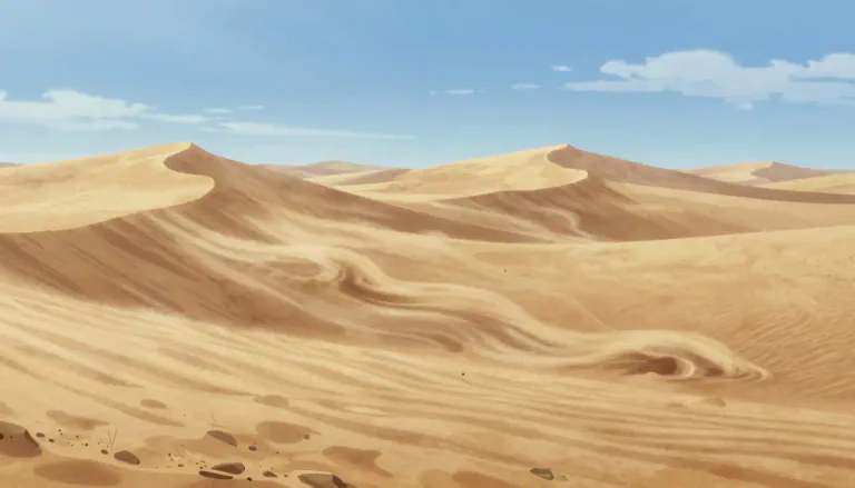 Visual representation of "eolian" - Caused or shaped by the wind