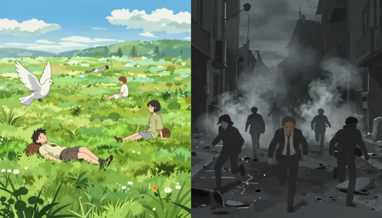 Visual representation of "juxtaposition" - Putting two or more things side by side to compare or contrast them