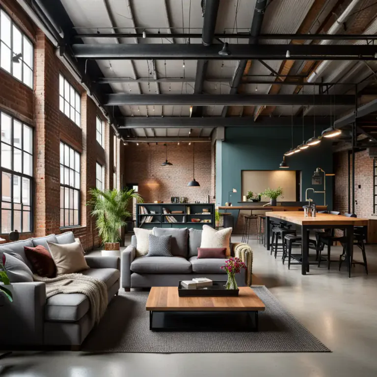 Visual representation of "loft" - An open living space converted from a large industrial room like a factory or a warehouse.