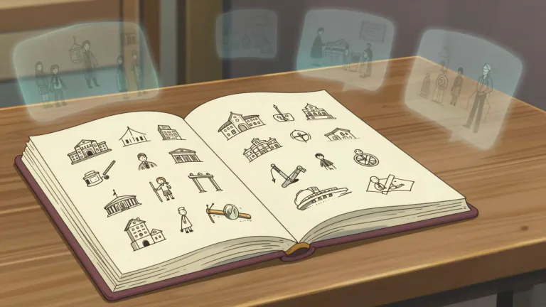 Visual representation of "memoir" - A record or report of events or things.