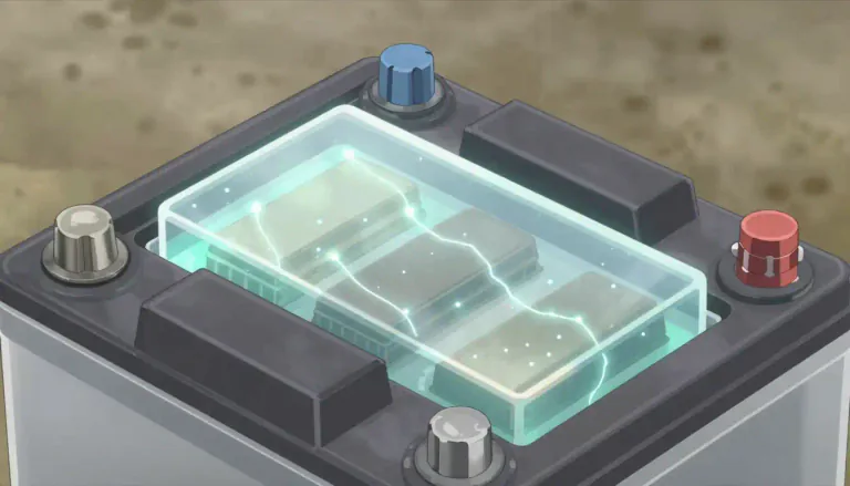 Visual representation of "electrolyte" - A liquid, gel, or solid that conducts electricity, often found in batteries.