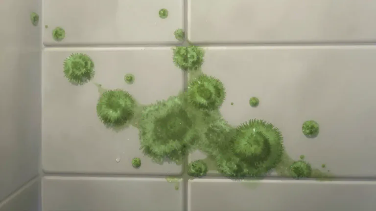 Visual representation of "mildew" - A type of fungus that grows on damp materials or plants causing damage.