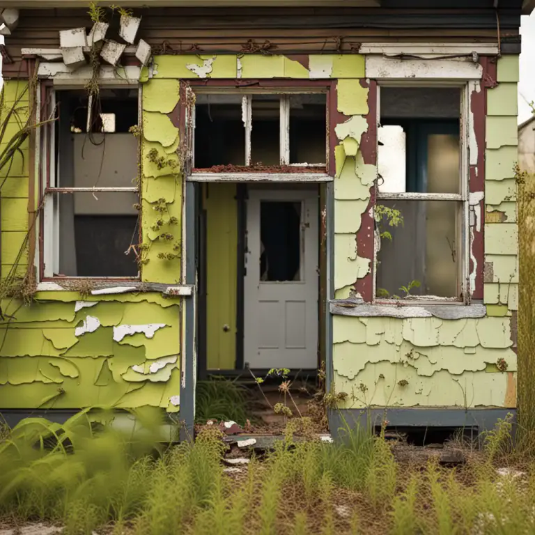 Visual representation of "far gone" - In a bad condition or state, often due to neglect or disease.