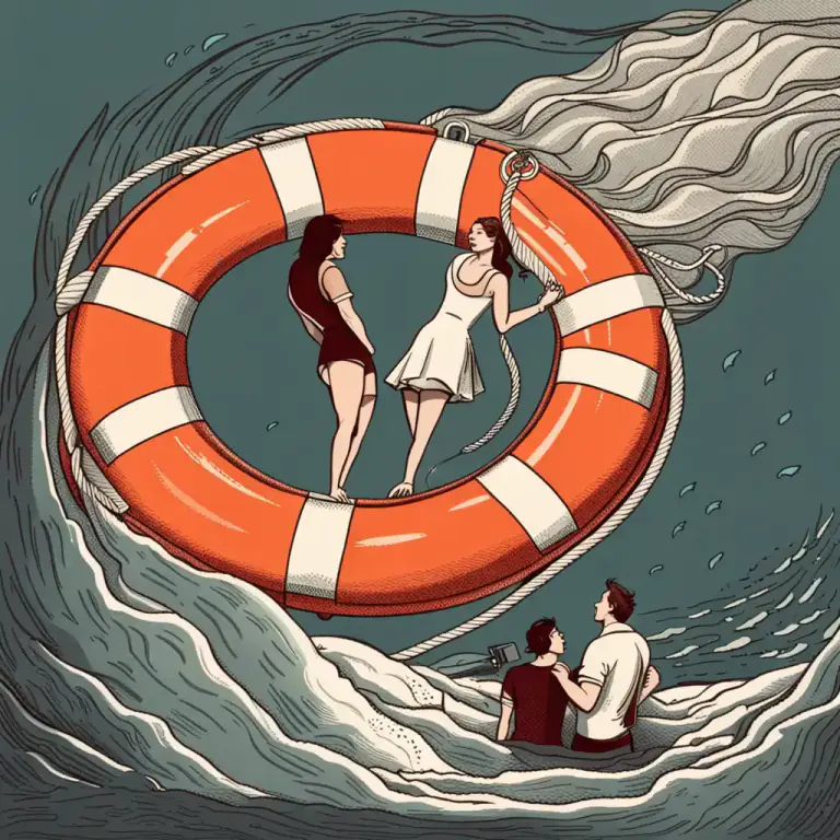 Visual representation of "lean on" - To depend or rely on someone or something for help or support