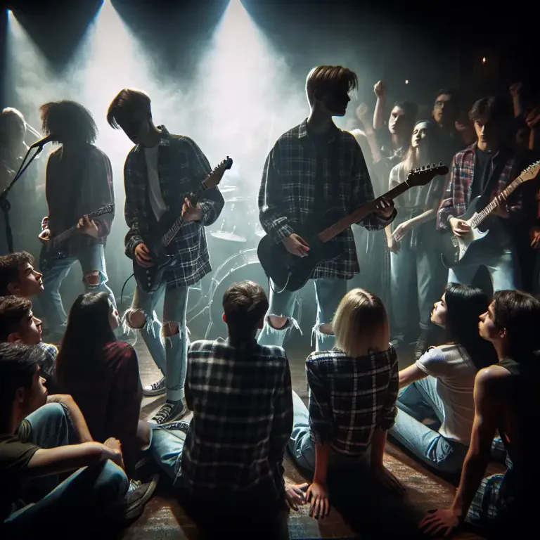 Visual representation of "grungy" - Related to grunge music or the fashion style from the same period
