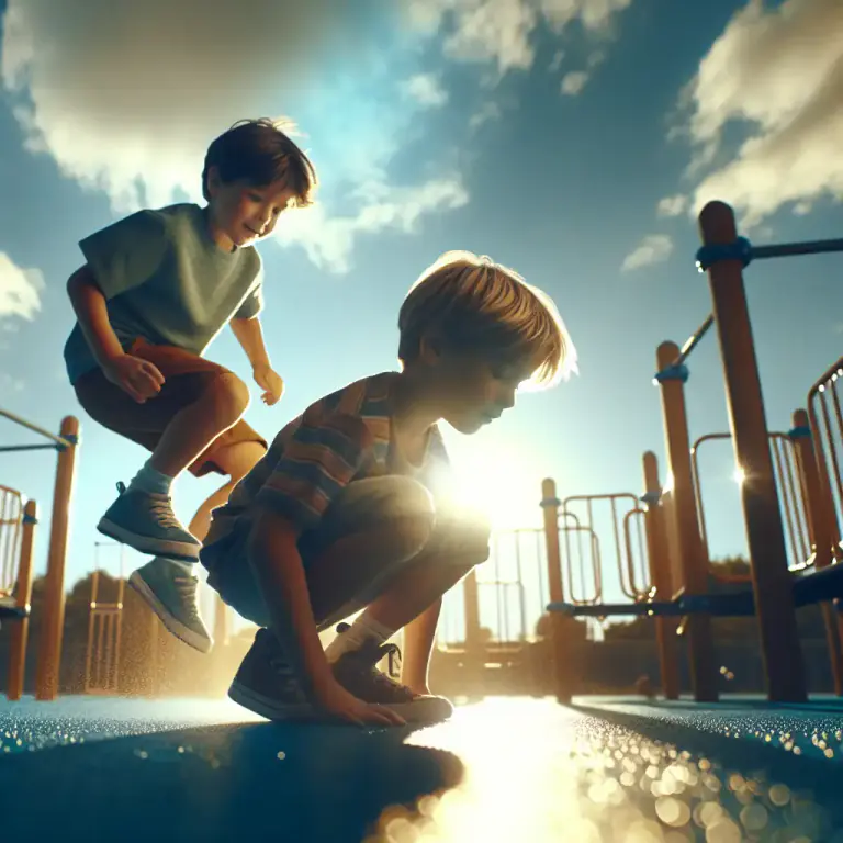 Visual representation of "leapfrog" - A children's game in which one player bends down and others jump over them
