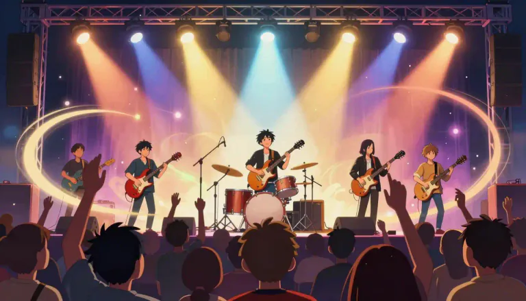 Visual representation of "concert" - A live performance of music in front of an audience