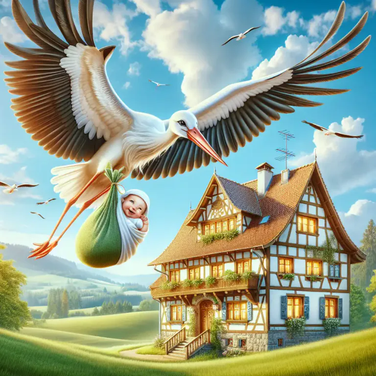 Visual representation of "stork" - In stories, a bird that brings babies to parents.