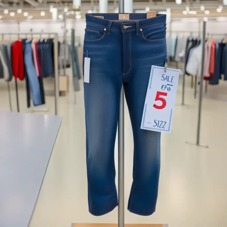 Visual representation of "five" - A size of garment or other merchandise denoted by five.
