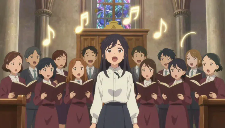 Visual representation of "descant" - A high singing voice or a tune that is sung above the main tune in a piece of music.