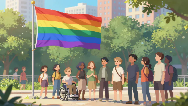 Visual representation of "rainbow" - A symbol representing diversity or inclusivity, especially within the LGBTQ+ community