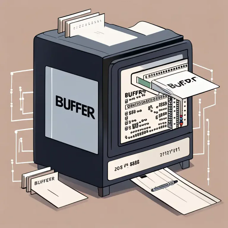 Visual representation of "buffer" - In computing, a storage area where data is temporarily kept before it is sent to a device.