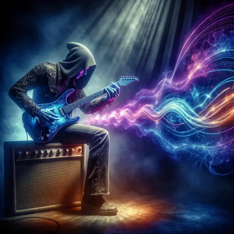 Visual representation of "feedback" - In music, the high-pitched noise produced by an amplified musical instrument