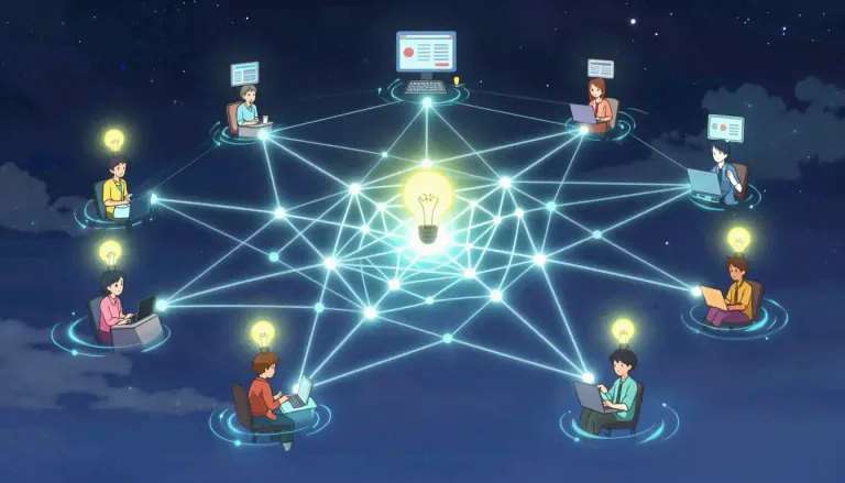 Visual representation of "blogosphere" - The collection of all blogs or their writers on the internet.